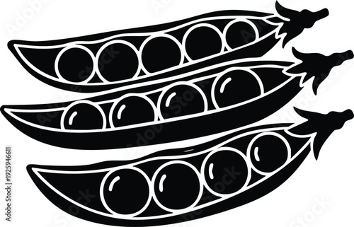 SEO Title: Green Pea Pod Silhouette Vector: Fresh Garden Legume Vegetable Icons