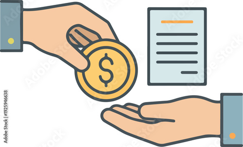 Payment Transaction with Money Coin and Document