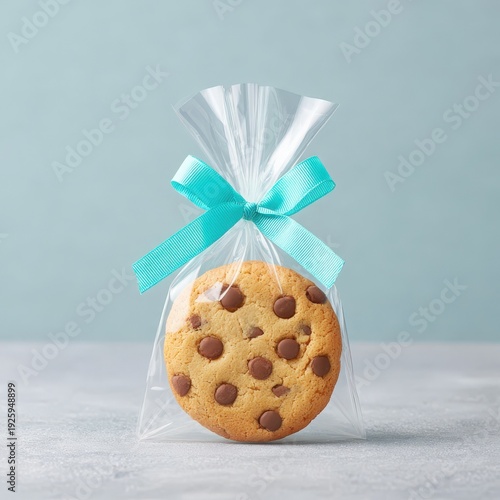 Freshly Baked Chocolate Chip Cookie in Clear Gift Bag with Ribbon