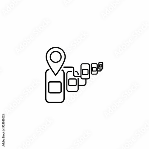 Connected mobile devices with a location marker, illustrating connectivity and digital navigation.