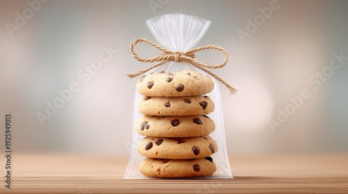 Freshly Baked Chocolate Chip Cookies in Clear Plastic Bag