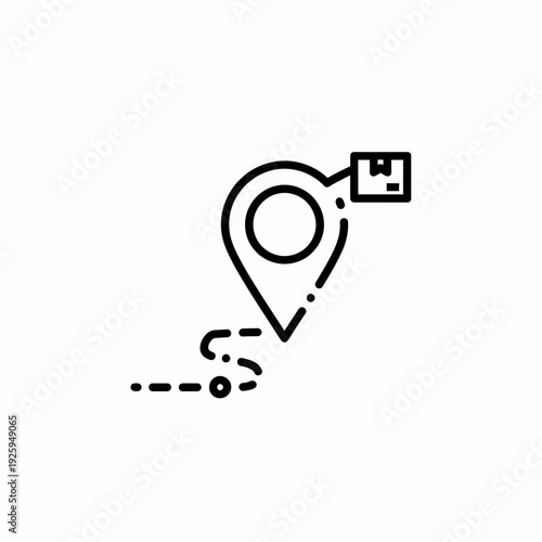 A symbolic illustration of a parcel being delivered to a location point