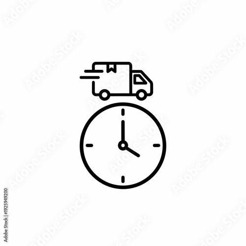 Timely delivery service concept, fast shipping with clock and van