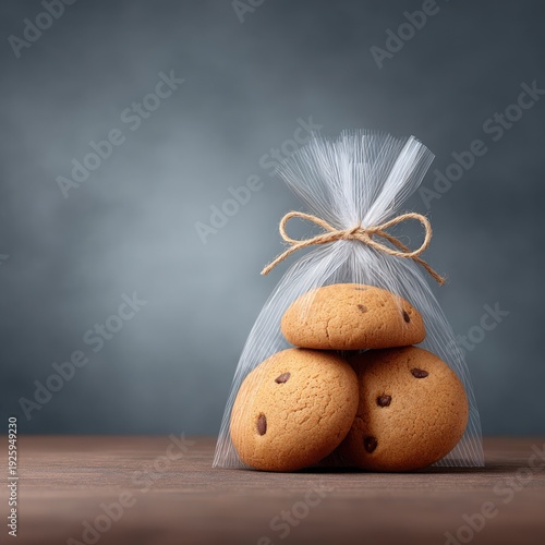 Freshly Baked Cookies Wrapped in Clear Cellophane Bag Display