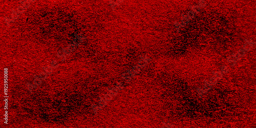 High Contrast Red and Black Grunge Background with Volcanic Crust Texture Abstract Porous Surface and Paint Splatter for Dark Dramatic Visual Design.