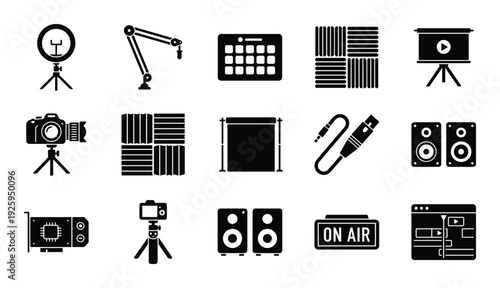 Acoustic foam soundproof wall panels for studio used for sound recording and reduction of noise