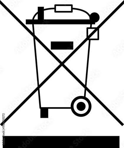 WEEE symbol for electronic waste disposal, crossed-out wheeled bin icon on white background, professional waste management sign for environmental compliance