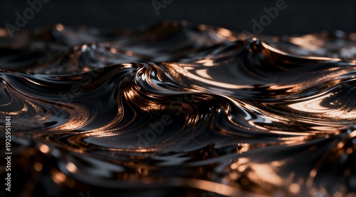 A close up of a molten metal surface with a dark background