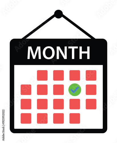 Monthly calendar to remember a marked date, for events or appointments agenda schedule