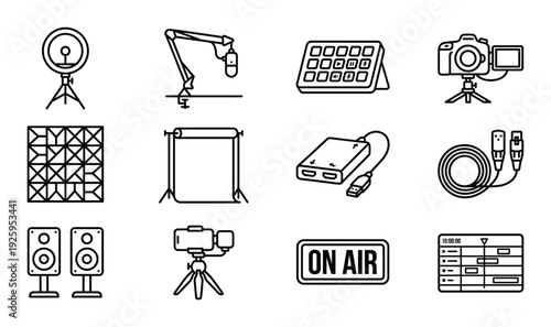 Soundboard used for mixing audio in radio broadcast and podcasting with many buttons and controls