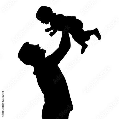 silhouette of a father lifting his child