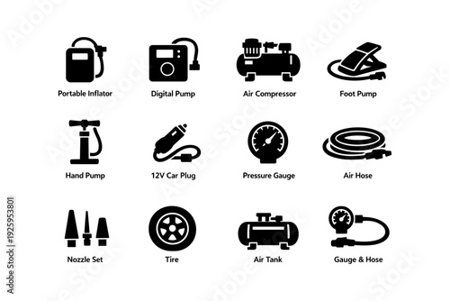 Vehicle tire maintenance tools: inflators, gauges, pumps, and hoses