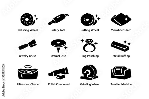 Jewelry polishing tools: dremel disc, rotary tool, ultrasonic cleaner, microfiber cloth