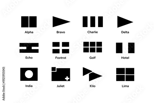 Nato phonetic alphabet symbols: alpha to lima representation