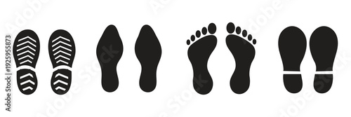 Human Footprint Tracking Vector – Insole and Shoe Print Silhouette Icons EPS