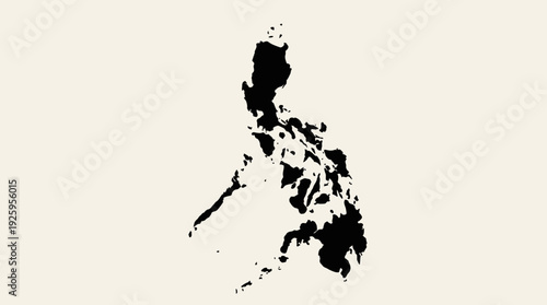 Foto Philippines Map Silhouette - Black Outline of Philippine Islands on Simple Neutr