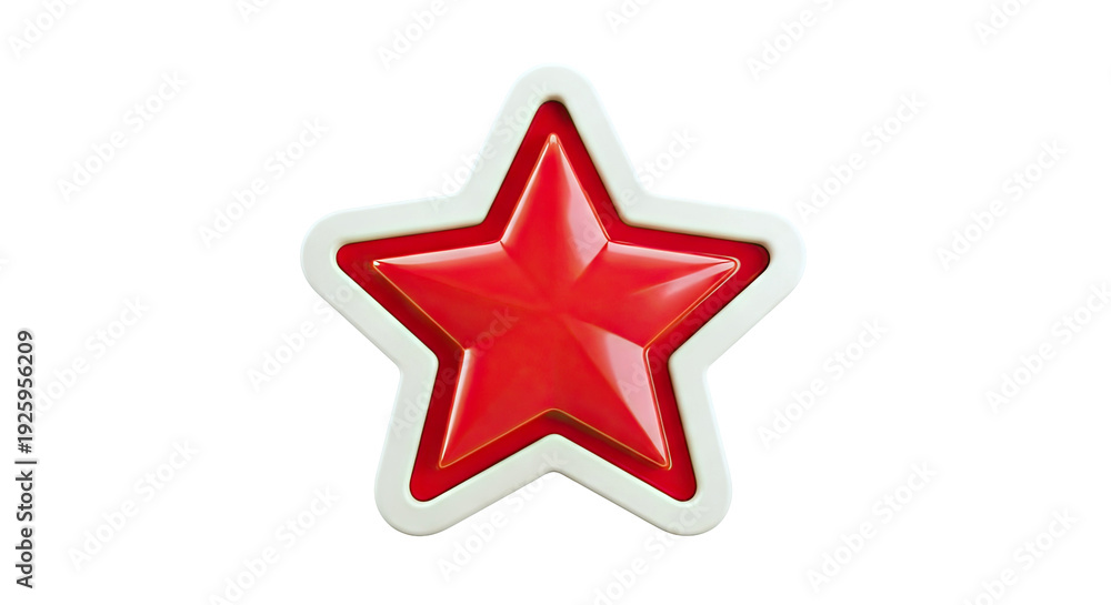 Fototapeta premium 3D Red Star Icon with Cream Border