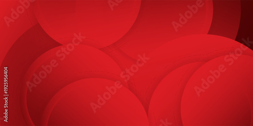 Abstract Red Geometric Background with Overlapping Concentric Circles and Dark Shadow Accents. vector illustration
