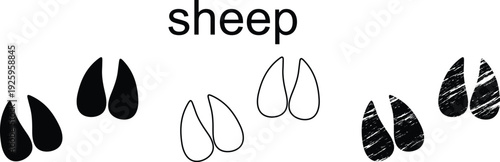 Sheep Footprint Vector Set – Farm Animal Hoof Print Track Silhouette Icons EPS