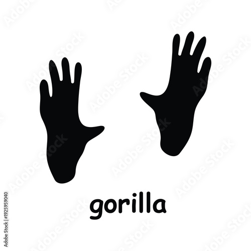 Canvas Print Gorilla Footprints Silhouette Vector – Ape Paw Print Track EPS Collection
