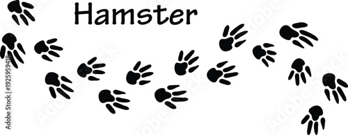 Hamster Footprint Paw Print Icon Set – Cute Small Rodent Track Silhouette Vector Collection