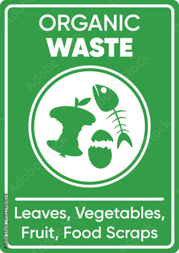 Organic Waste Label Vector Illustration – Recycling and Composting Sign