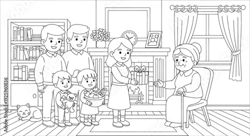 Children Visiting Grandmother's House for Storytime and Play