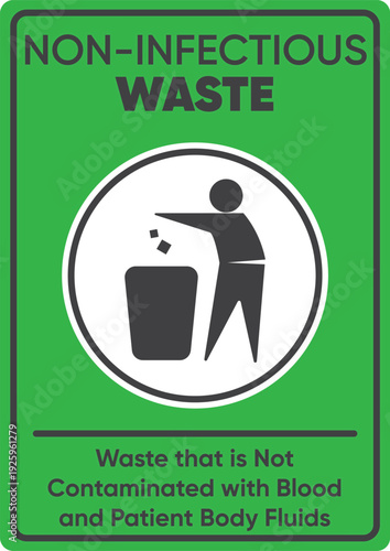 Non-Infectious Waste Label Vector Illustration – Hospital Waste Sign