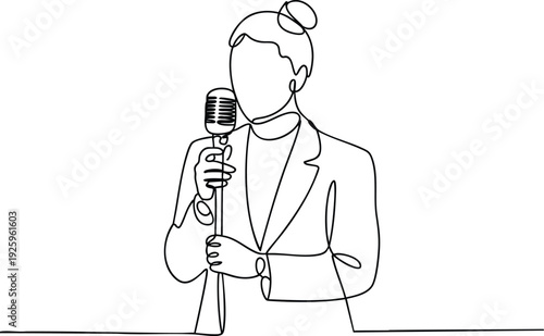 Minimalist Public Speaker Continuous Line Drawing.
