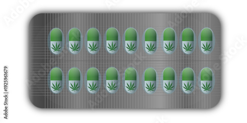 Plaquette de gélules de complément alimentaire à base de chanvre