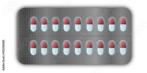 Plaquette de gélules rouges et blanches