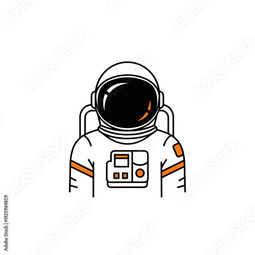 Astronaut suit upper body minimal vector illustration
