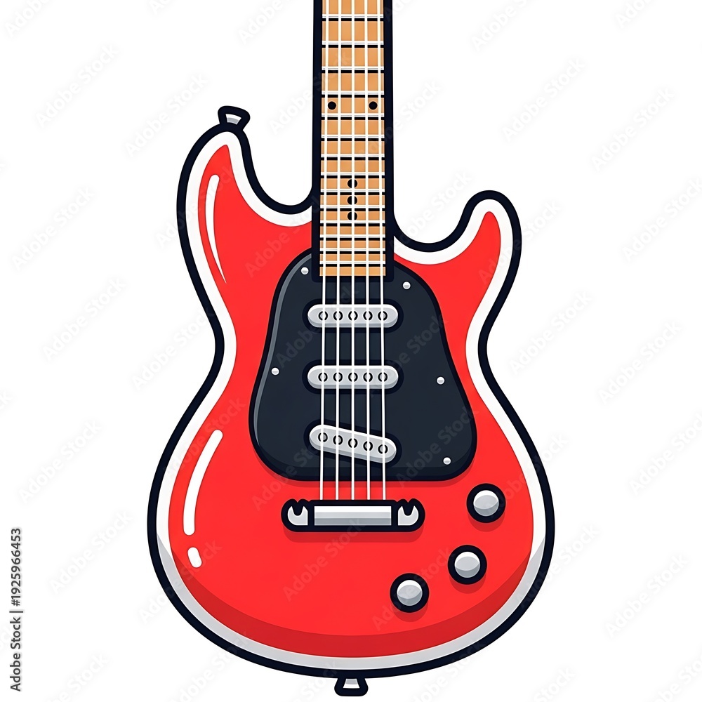 Obraz premium Red Electric Guitar Illustration - Musical Instrument for Rock and Roll.