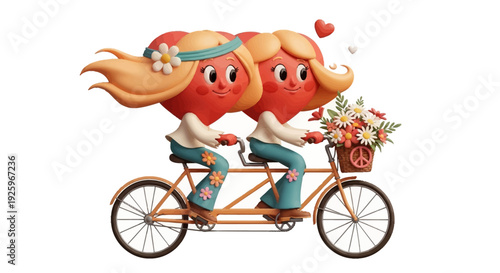 girl riding a bike in valentine day