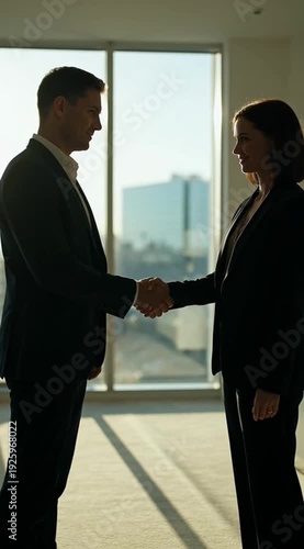 Successful Business Partnership Agreement Sealed with a Handshake in Modern Office