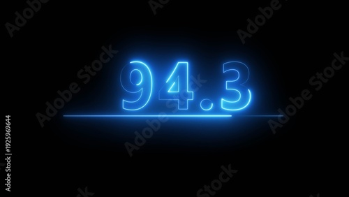 Neon number illustration. Neon counting text number on black background. Neon light frame number.