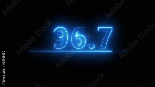 Neon number illustration. Neon counting text number on black background. Neon light frame number.