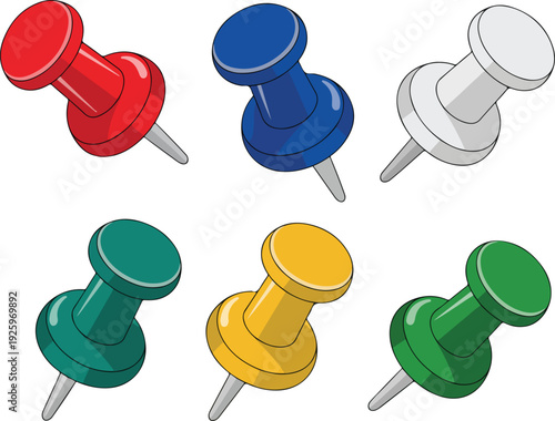 set of colored push pins