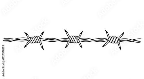 Barbed Wire Illustration with Sharp Points.