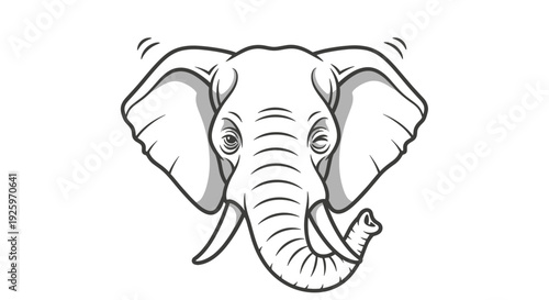 Detailed Hand Drawn Elephant Head Illustration.