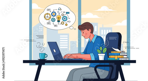 Man Working on Laptop at Desk 13.