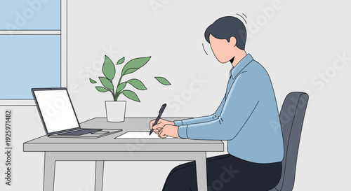 Man Working on Laptop at Desk 19.