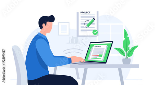 Man Working on Laptop at Desk 17.