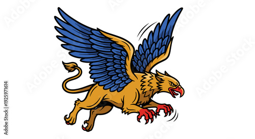 Mythical Griffin Creature with Wings Outstretched.