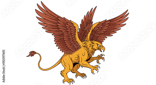 Mythical Griffin with Wings and Claws.