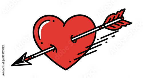 Red Heart with Arrow Piercing Through.