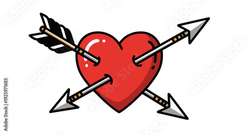 Red Heart with Arrows Illustration.