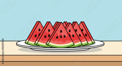 Slices of Watermelon on a Plate.