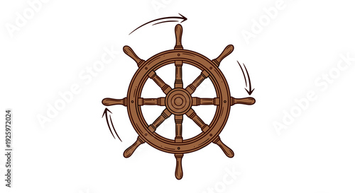 Vintage Wooden Ship Steering Wheel.