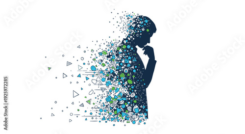 Disintegrating woman silhouette vector